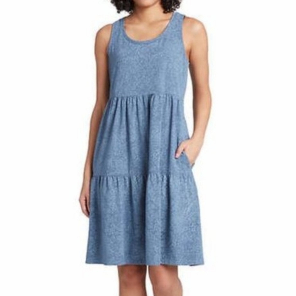 FRYE Faded Bandana Blue Tiered Above the Knee Tank A Line Floral Dress XL